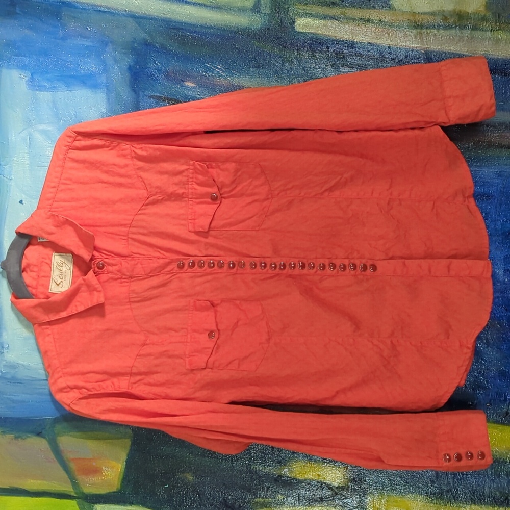 Scully orange textured Western Long sleeve shirt
